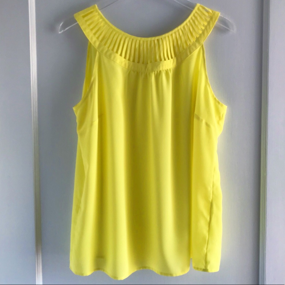 Bright Yellow Cutout Collar Top